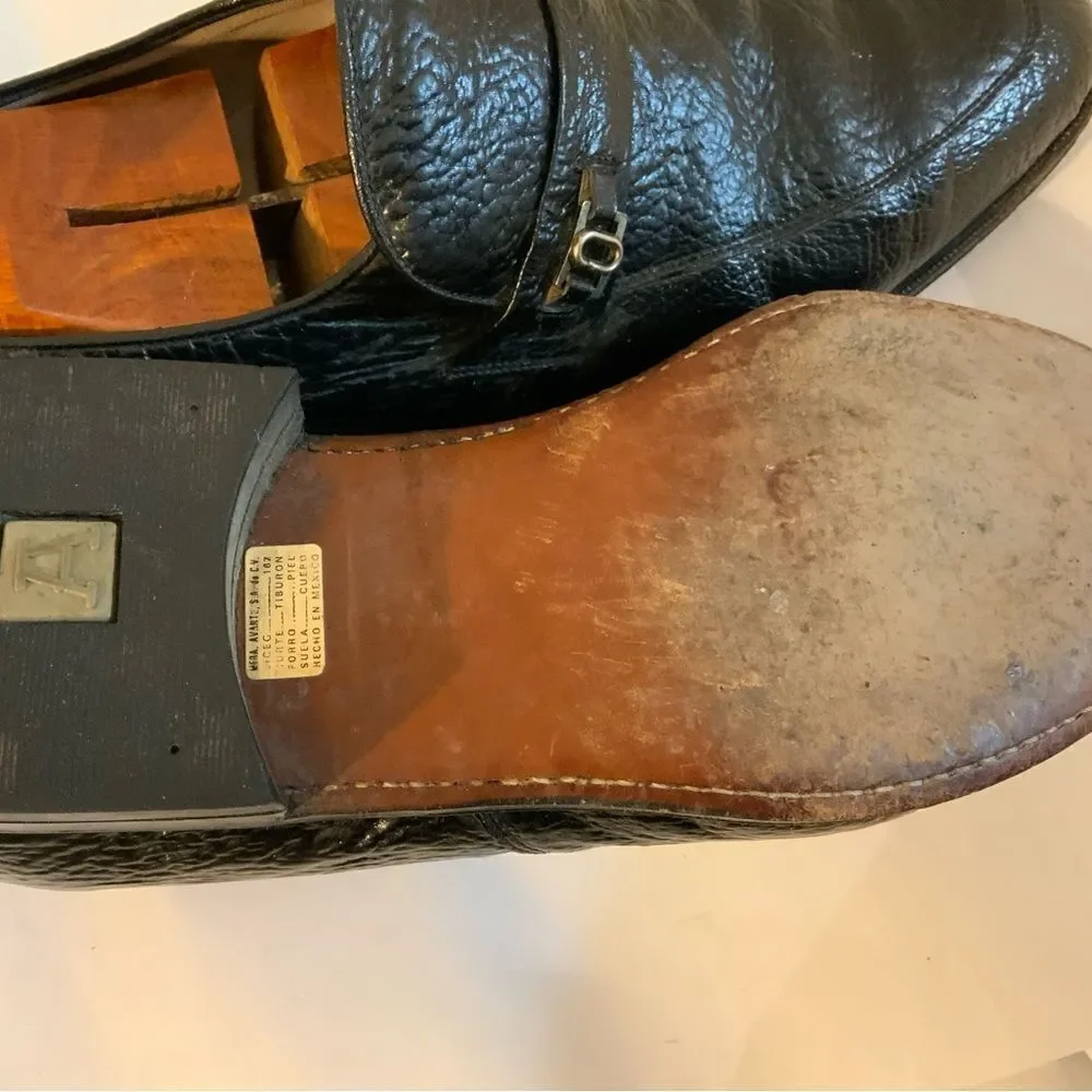 Rare Vintage D’Marco Mens Black Embossed Slip On Loafers Shoes US Sz 9.5M